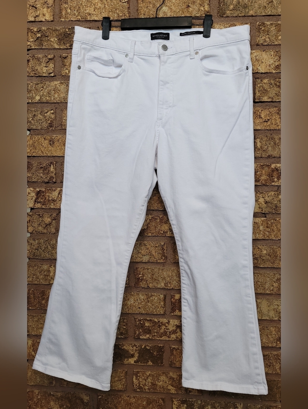 Banana Republic Mid Rise Crop Flare White Denim Cotton Stretch Jeans Size 33